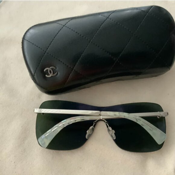 Chanel 4215 CC Shield Quilting Runway Sunglasses purple-mirror silver luxury - Picture 8 of 13